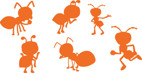 Ant Silhouette Vector &ndash; Insect, Bug, Colony, Worker, Nature, Wildlife, Red, Small, Animal, Symbol, Flat, Isolated, Icon, Design, Collection, Graphic, Biology, Pest