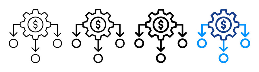 Money Allocation Icon Multiple Outline Collection Set