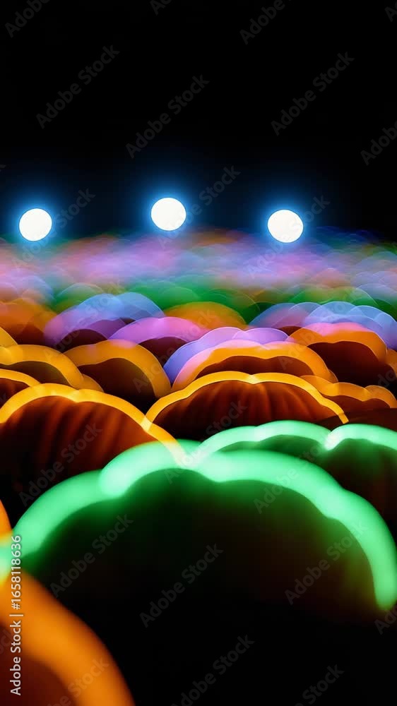 Poster vibrant glowing lights create a colorful abstract pattern on a dark background
