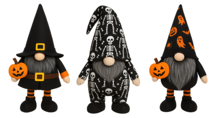 Gnomes with pumpkins on a transparent background.
Gnomes in a hat. Pumpkins for Halloween. Decorative gnomes. Holiday decor. Halloween atmosphere.