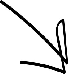 A collection of hand drawn black arrows in various shapes and directions including curved straight and swirling designs isolated on a white background for graphic design elements