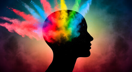 Colorful abstract head silhouette