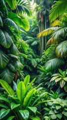 Fototapeta premium Dense foliage jungle vegetation tropical plant bush nature backdrop