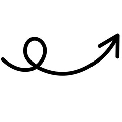 A collection of hand drawn black arrows in various shapes and directions including curved straight and swirling designs isolated on a white background for graphic design elements