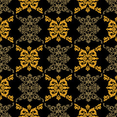 Elegant damask pattern seamless background with ornamental floral motifs, luxury vintage damask pattern design, classical decorative damask pattern vector