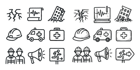 Earthquake Disaster Icons