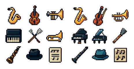 Colorful Jazz Instrument Icons