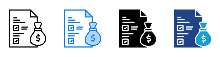 Cost icon set multiple style collection
