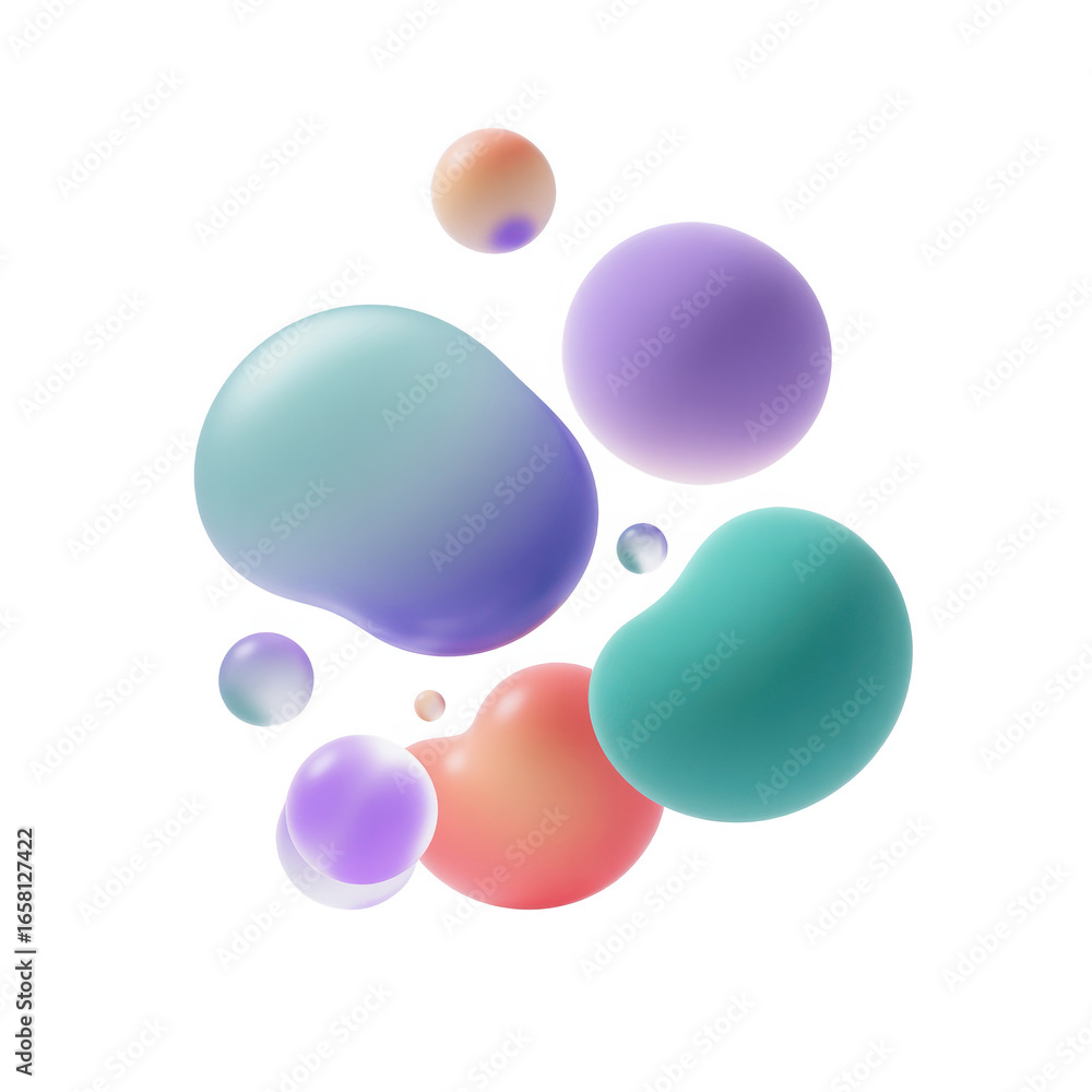Poster abstract morphing blob shapes with soft pastel colors and subtle glows creates mesmerizing fluid art