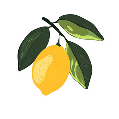 Minimalist Bright Yellow Lemon Art with White Background