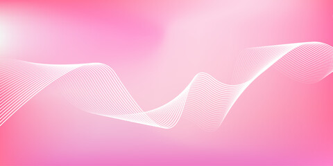 Abstract pink gradient background with shining lines waves. Minimalist background for banner, poster, cover, brochure, flyer, website
