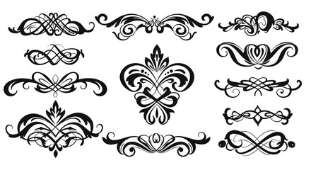 Elegant vintage floral ornaments with intricate swirls and flourishes