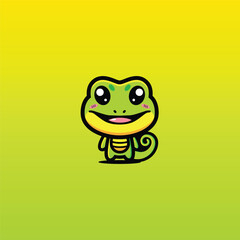 cute smiling chibi lizard mascot