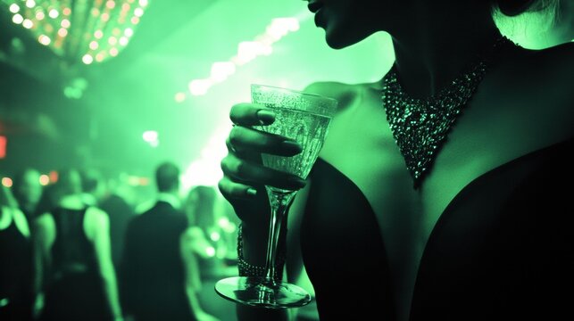 Glamorous night out at a vibrant lounge with stylish attendees