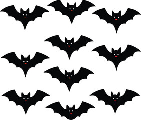 A Spooky Halloween Scene with a Flock of Adorable Black Bats
