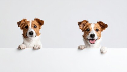 Playful dogs posing against a neutral background photography indoor studio cheerful atmosphere close-up view pet photography concept