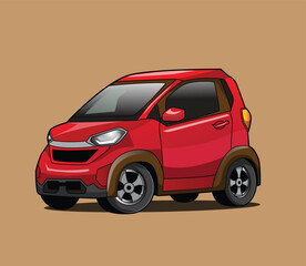 electric red car vector 
