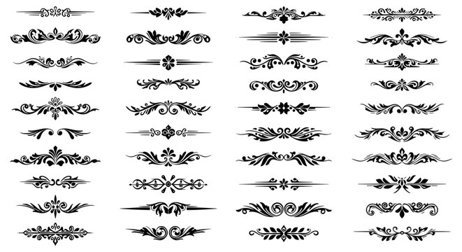 Elegant ornamental flourishes set for decorative design projects