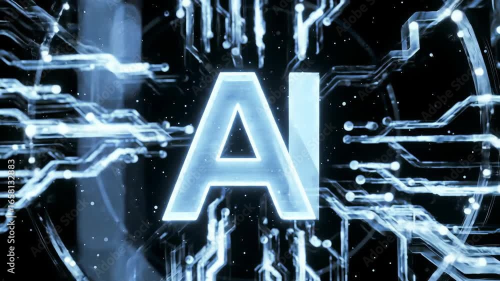 Poster artificial intelligence concept with circuit board background design.