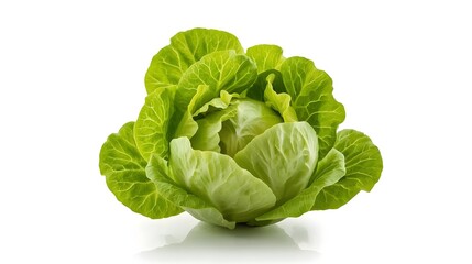 Obraz premium Fresh Lettuce Isolated on White Background – Premium Leafy Vegetable Photography