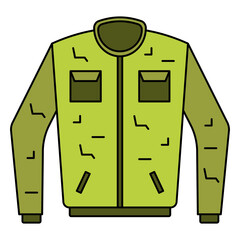 Simple Outline Olive Jacket Fashionable Clothing Style Icon Illustration