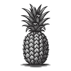 Illustration of a pineapple in black and white