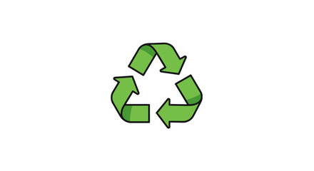 Obraz premium Simple green recycling symbol on white background for sustainability and eco-friendly design