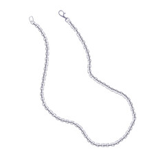 Curved silver chain. Isolated watercolor jewelry illustration for catalog design, shop windows, branded packaging, interior design and wedding events.