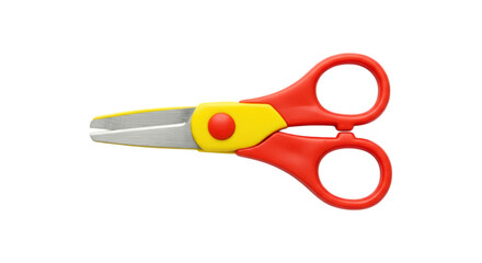Craft Scissors for Children with Ergonomic Red Handles and Yellow Blades	