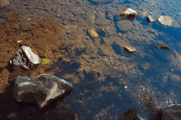 Clear river water and rocks