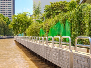 21 August 2025 houses on the Khlong Canal Phra Khanong. These house on the river in BKK are usually made from timber in Bangkok Thailand