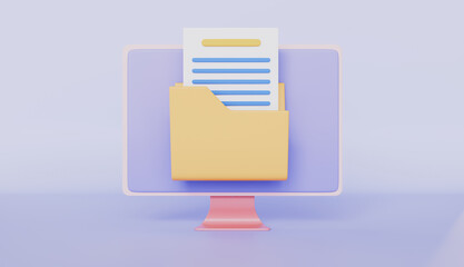 Fototapeta premium Business Folder of Papers on Desktop, Remote Access to Encrypted Documents, Concept of File Transfer