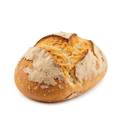 Crusty Artisan Bread Loaf, Golden Brown, Isolated on White