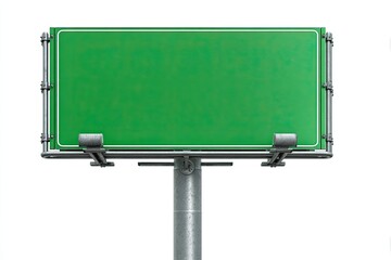 Obraz premium Empty green billboard mounted on a metal pole