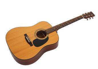 Obraz premium Acoustic guitar isolated on transparent background, a classic musical instrument for creating beautiful melodies and songs