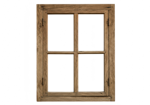 An old wooden window frame, isolated on transparent background - Powered by Adobe