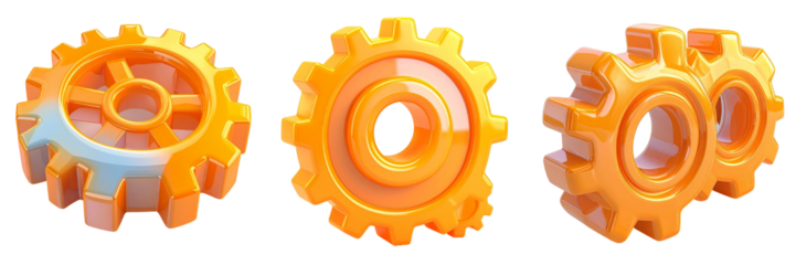 Orange Gear Cogs On Transparent Background Illustrating Industrial Components And Mechanical Concepts