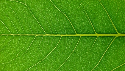 Obraz premium Close-up of a vibrant green leaf with intricate veining detail