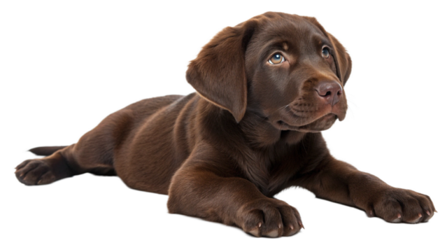 Labrador dog lying down isolated on transparent background
