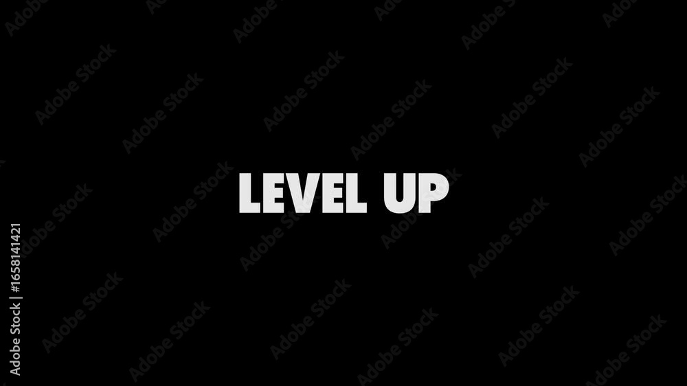 Poster level up text animation. level up style, design elements motion graphics. banner sign template signb