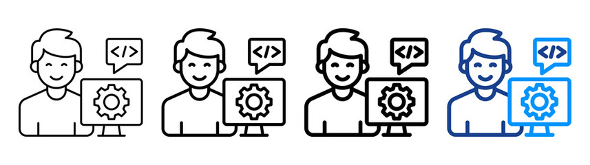 Fototapeta premium Software Developer Icon Different Style Outline Collection Set