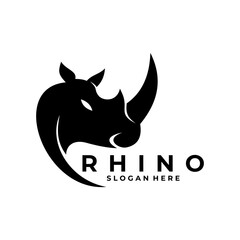 Rhino head logo design icon vector. Simple animal logo design icon