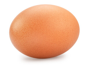 Brown-shelled chicken egg on white background. Cut out PNG file.