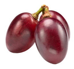 Ripe red table grape berries on white background. Cut out PNG file.