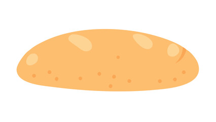 Simple cartoon illustration of a whole baked bread loaf with a golden brown crust and light specks against a black background