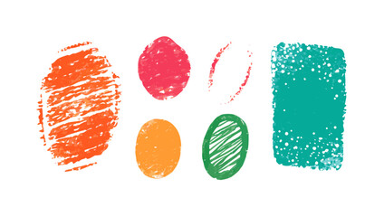 Colorful crayon textures and shapes on a black background