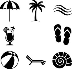 silhouette icons for beach and summer.eps