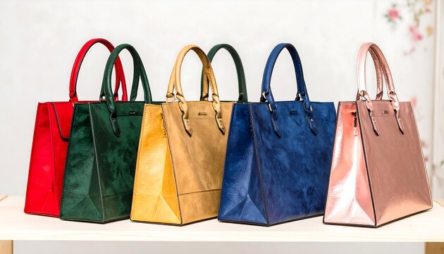 Colorful handbags on display - Powered by Adobe
