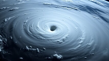 Overhead View of a Massive Hurricane - Aerial Cloud Formation for Weather Education, Climate Change Visuals, and Environmental Awareness Campaigns