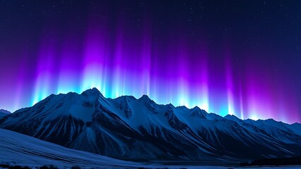 Spectacular Aurora Borealis Over Snow-Capped Mountains - Vibrant Northern Lights for Nature Photography, Travel Promotion, and Science Publications